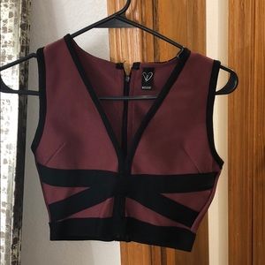 Maroon dressy crop top .